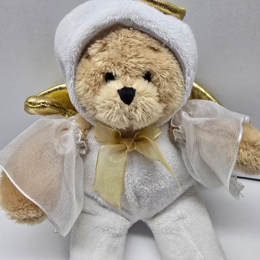 Ganz‎ Wee Bears Angel Plush Teddy Bear 8" White Gold Celestial Holiday HX11575